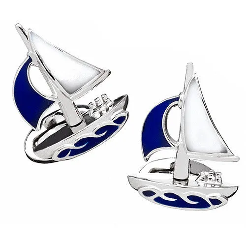 Sailboat Sterling moving Sail Cufflinks