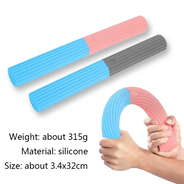 Silicone Multifunctional Fitness Bar Rehabilitation Training Arm Strength Bar Wrist Strength Forging Resistance Bar(Light Blue   Gray)