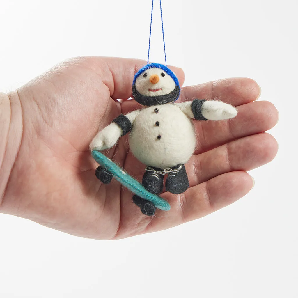 Skateboarding Snowman Ornament