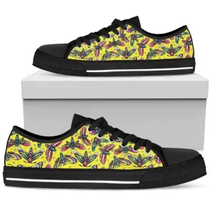 Skull Moths Yellow Canvas Low Top Shoes, Low Top Sneaker, Low Top Canvas Shoes