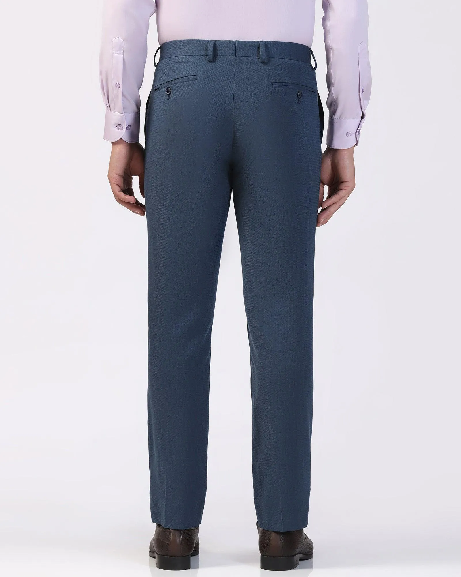 Slim Comfort B-95 Formal Navy Textured Trouser - Zeta