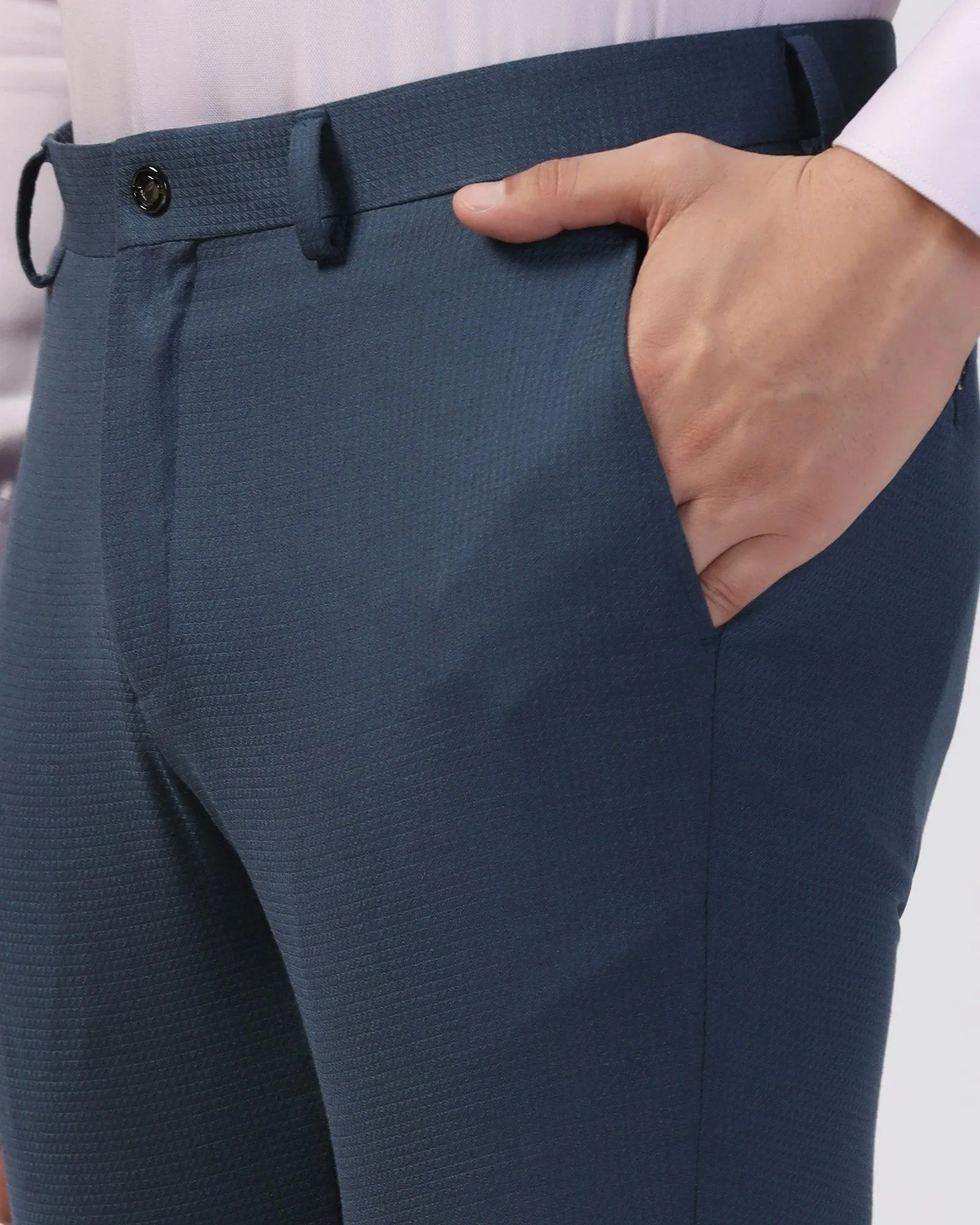 Slim Comfort B-95 Formal Navy Textured Trouser - Zeta