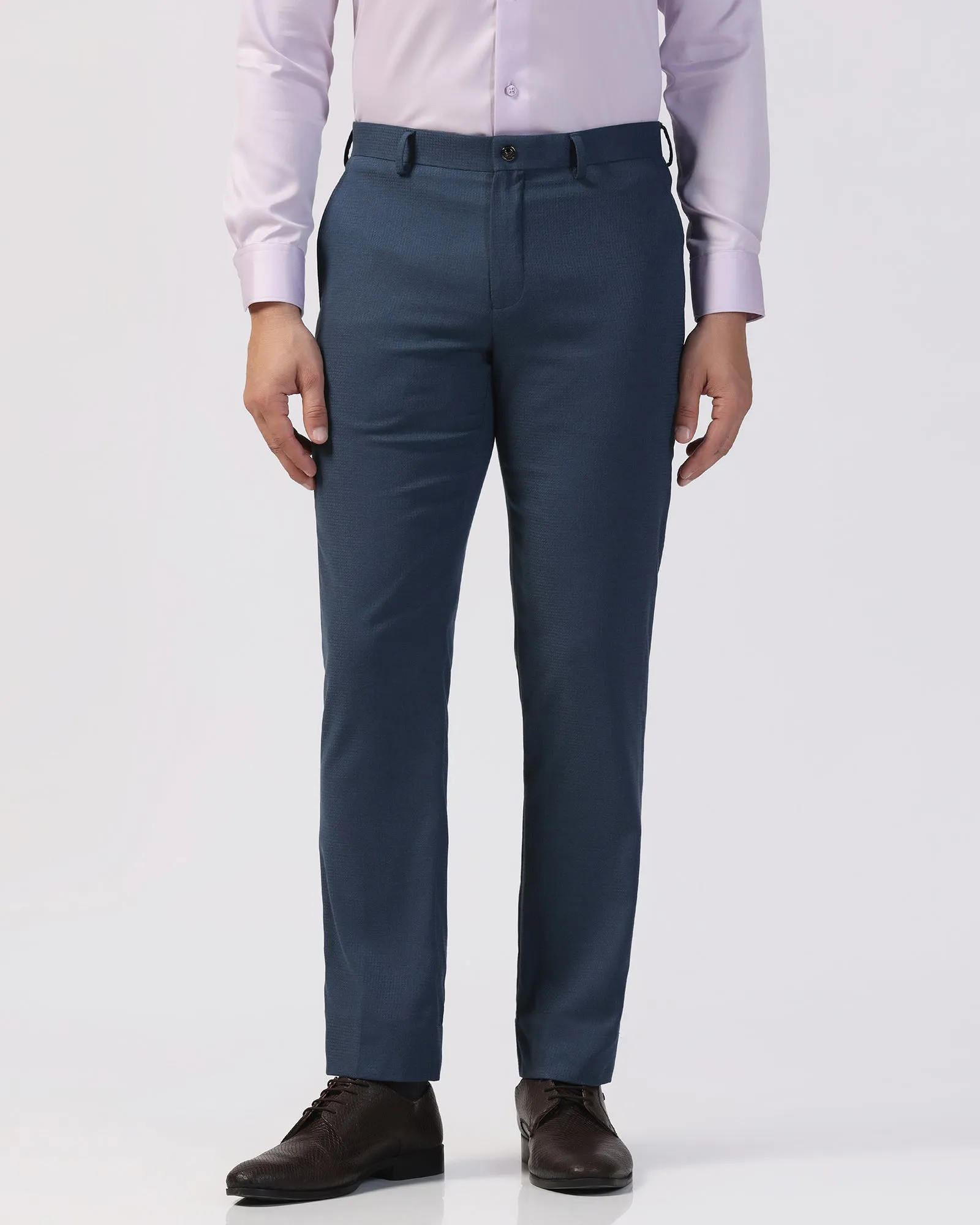 Slim Comfort B-95 Formal Navy Textured Trouser - Zeta