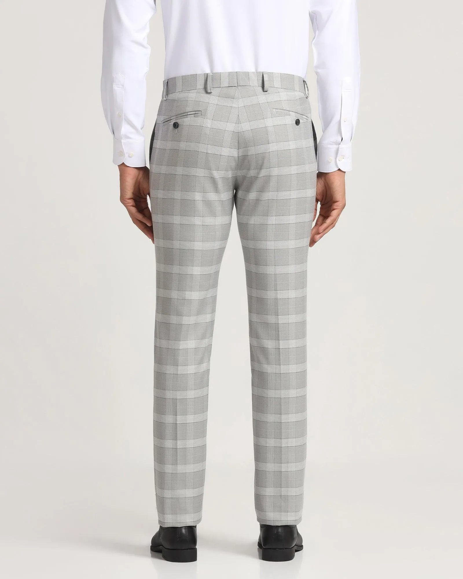 Slim Fit B-91 Formal Grey Check Trouser - Morley