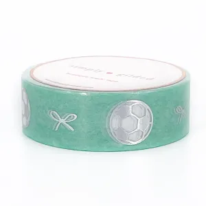 Soccer & Bows washi (15mm   silver holographic foil) (Item of the Week)