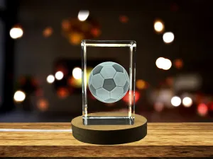 Soccer-Ball-Art | 3d-Engraved-Crystal-Keepsake | Gift/Decor| Collectible | Souvenir | 3d-Crystal-Photo-Gift | 3d-Photo-Engraved-Crystal | Home-Decor