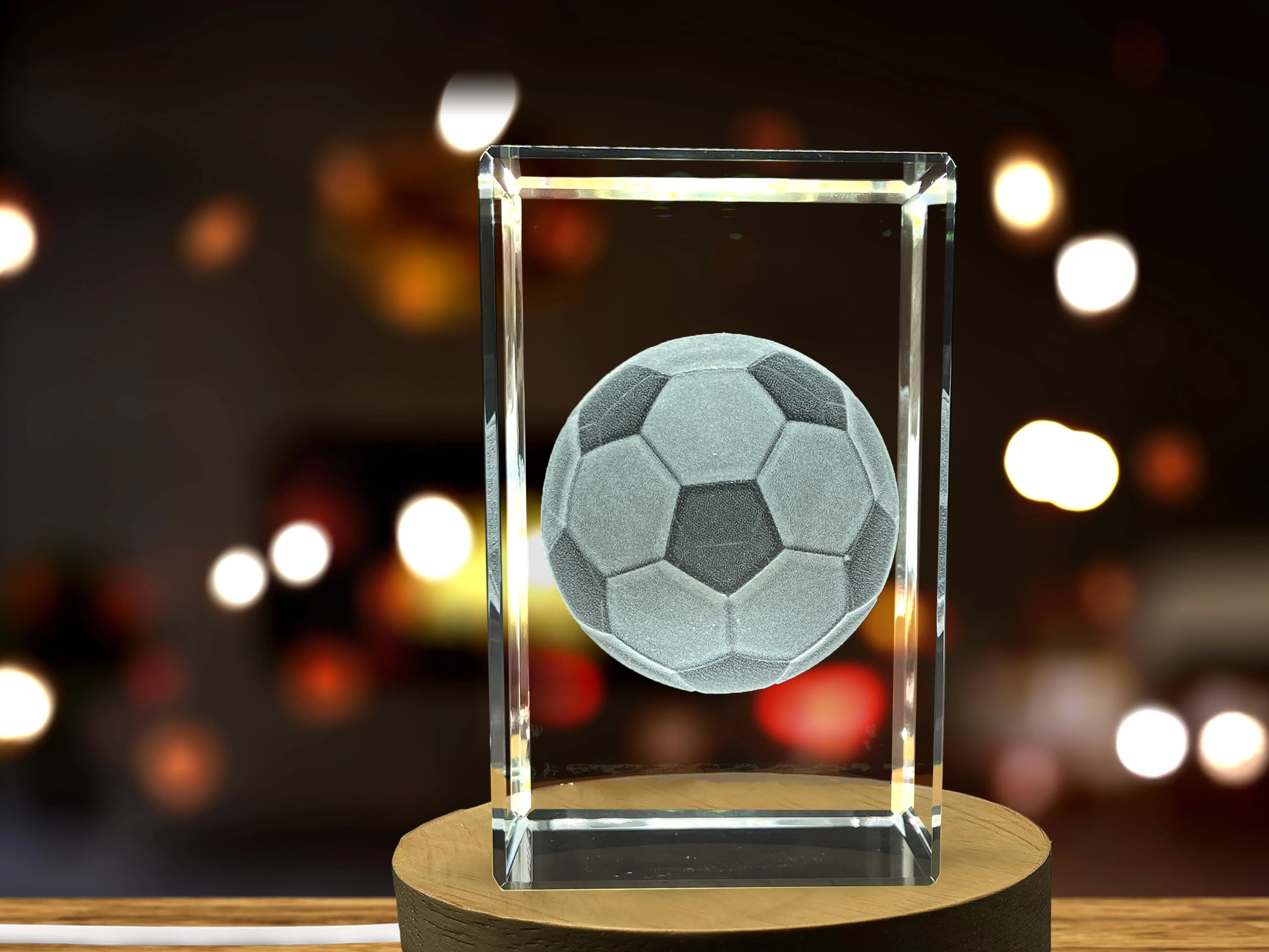 Soccer-Ball-Art | 3d-Engraved-Crystal-Keepsake | Gift/Decor| Collectible | Souvenir | 3d-Crystal-Photo-Gift | 3d-Photo-Engraved-Crystal | Home-Decor