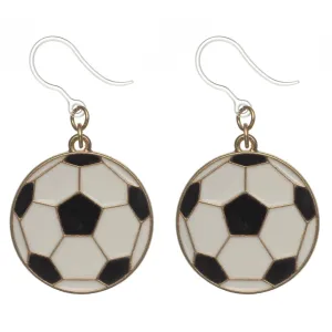 Soccer Ball Dangles Hypoallergenic Earrings for Sensitive Ears Made with Plastic Posts