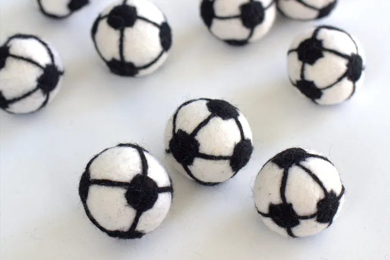 Soccer Ball Felted Shapes- Set of 3 or 5