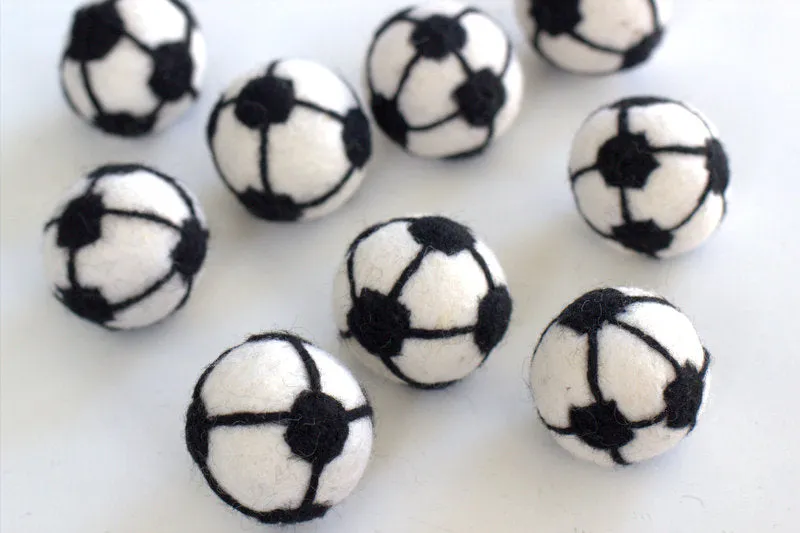 Soccer Ball Felted Shapes- Set of 3 or 5