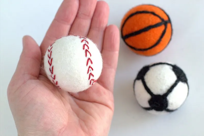 Soccer Ball Felted Shapes- Set of 3 or 5