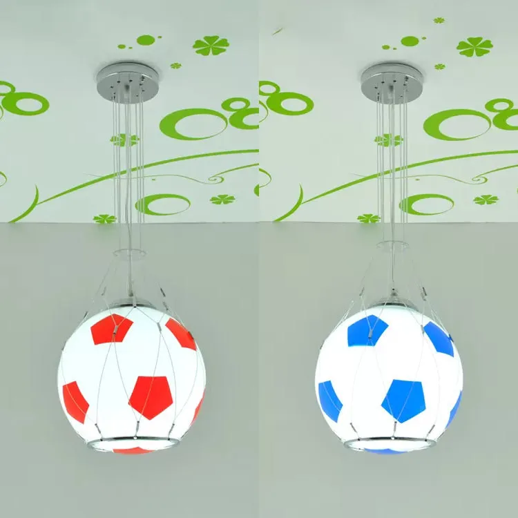 Soccer Glass Pendant Light for Boys Bedroom - Sporty Suspension Lighting with One Head