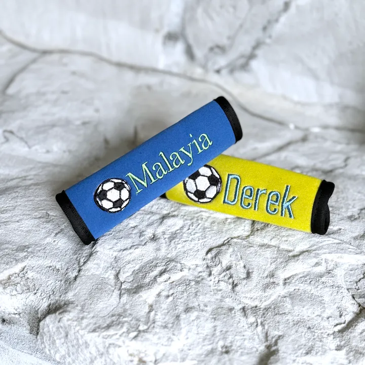 Soccer Name Luggage Handle Wrap Personalized and Embroidered, Softball Name Suitcase Tag