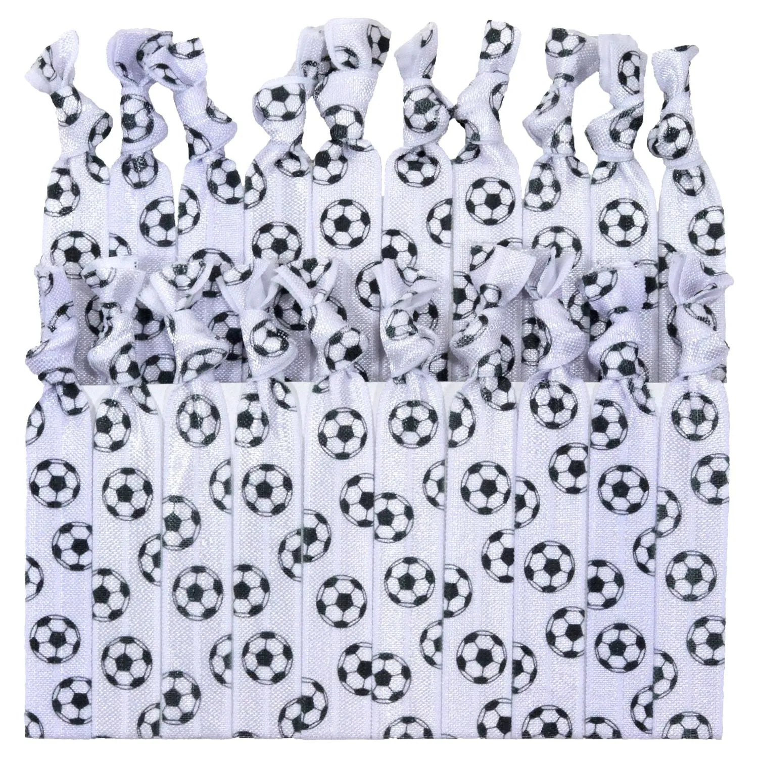 Soccer Ribbon Hair Ties - 20 Pack