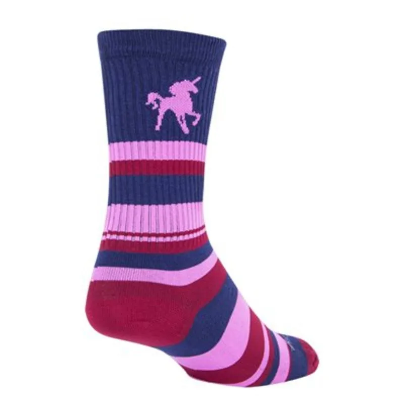 SockGuy Pink Unicorn 6" Cuff Cycling Sock