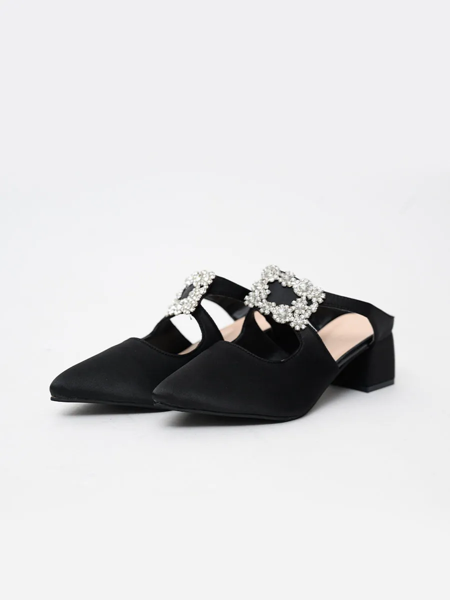 Solay Rhinestone Satin Heels