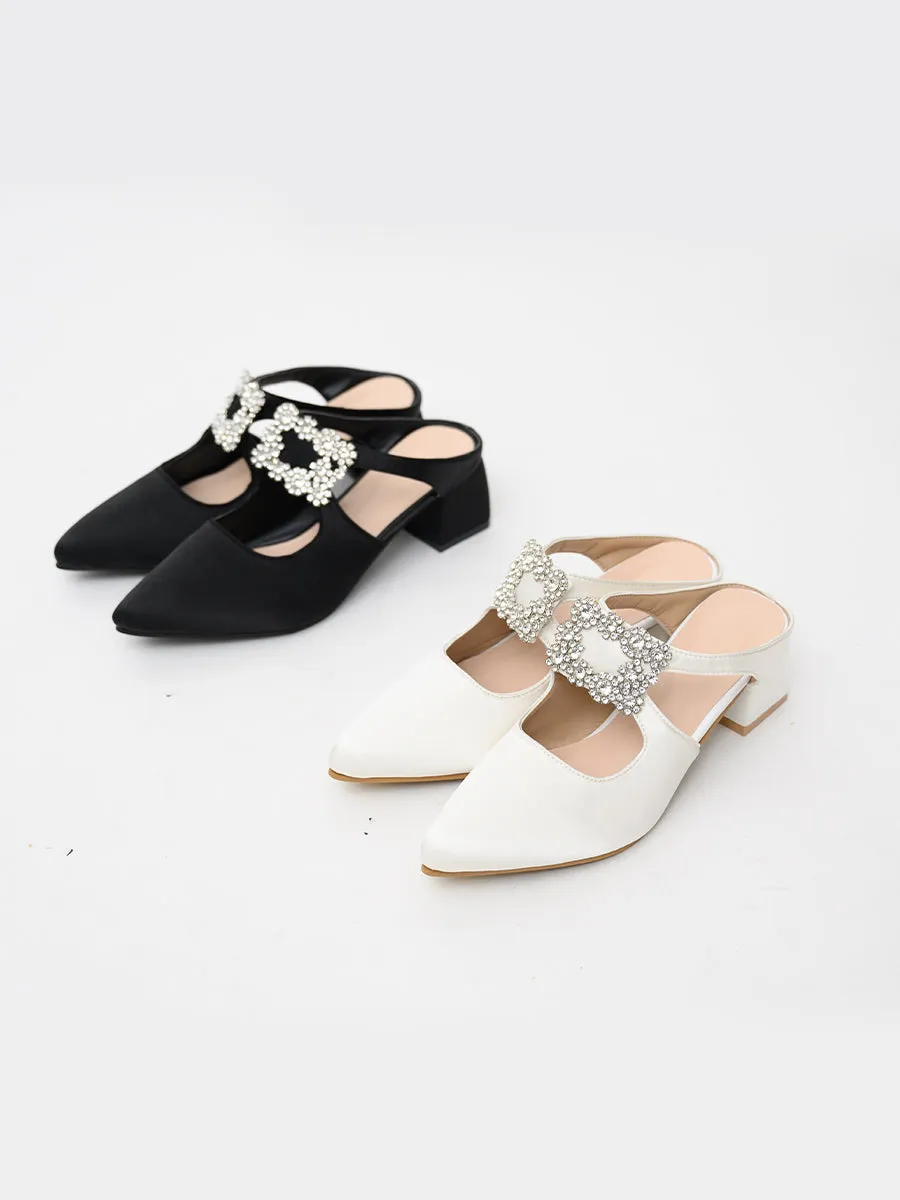 Solay Rhinestone Satin Heels