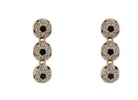 Sporty Rhinestone Trio Dangle Earrings - Soccer