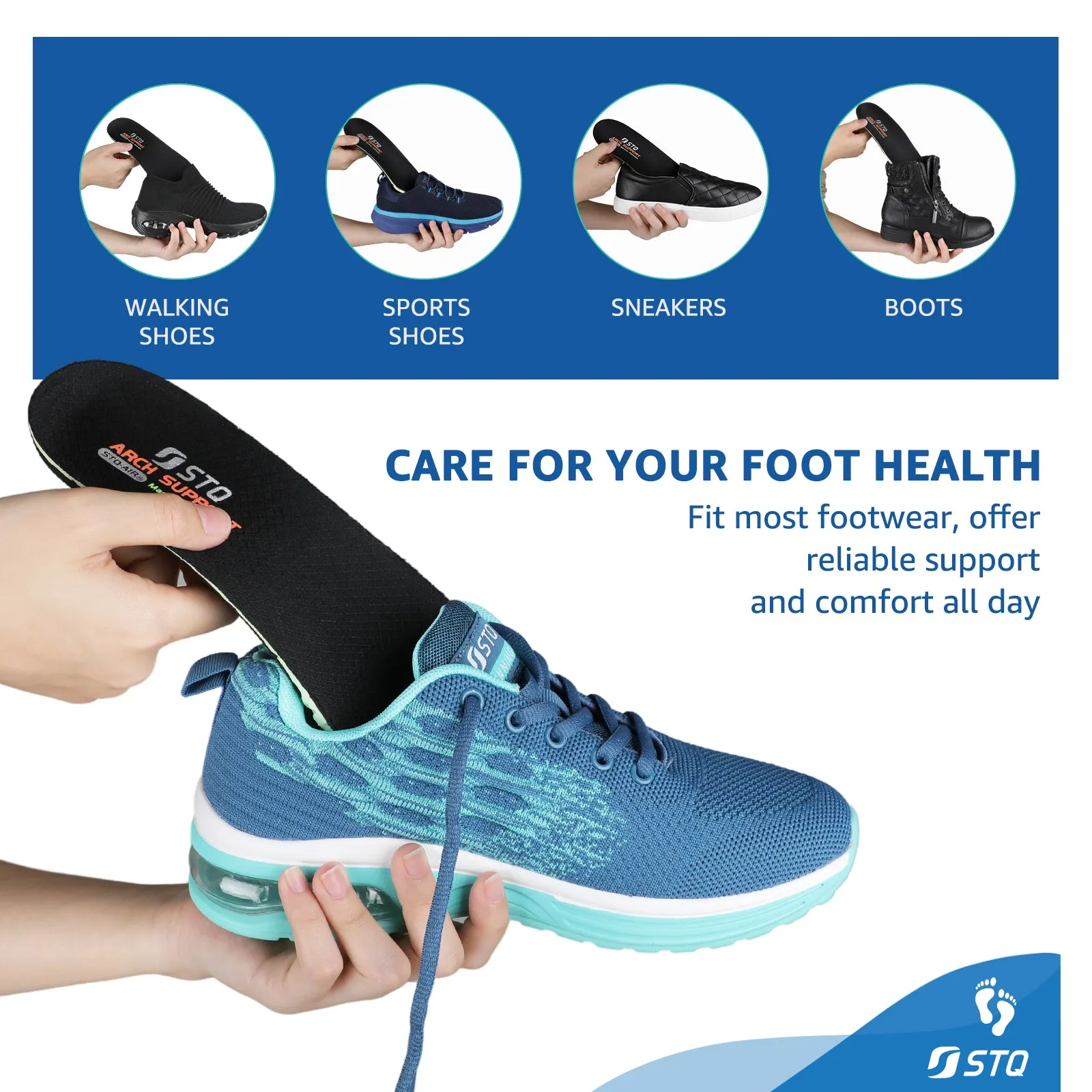 STQ Memory Foam Plantar Fasciitis Insoles