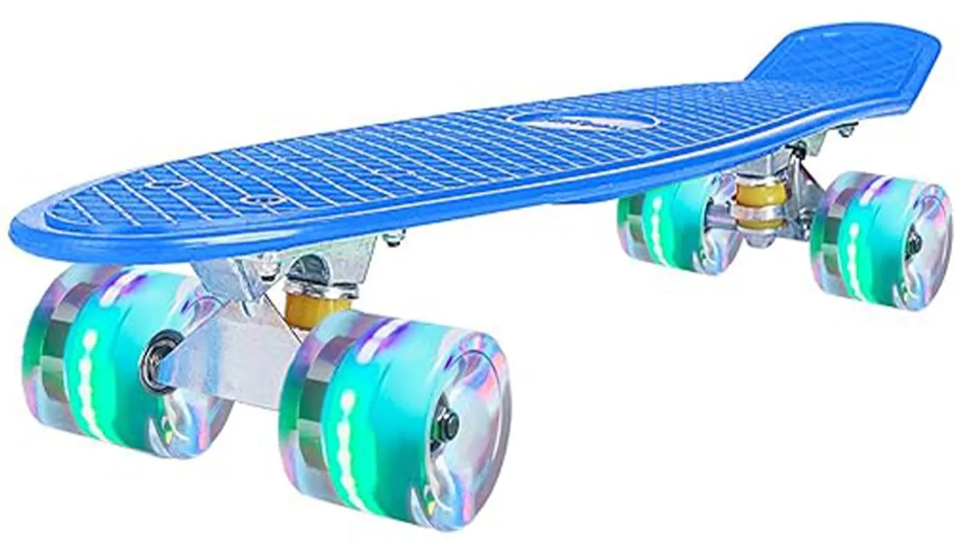 STRAUSS Cruiser PW Skateboard | Penny Skateboard | Casterboard | Hoverboard | Anti-Skid Board with ABEC-7 High Precision Bearings | Ideal for All Above 8 Years | 22 X 6 Inch,(Blue)