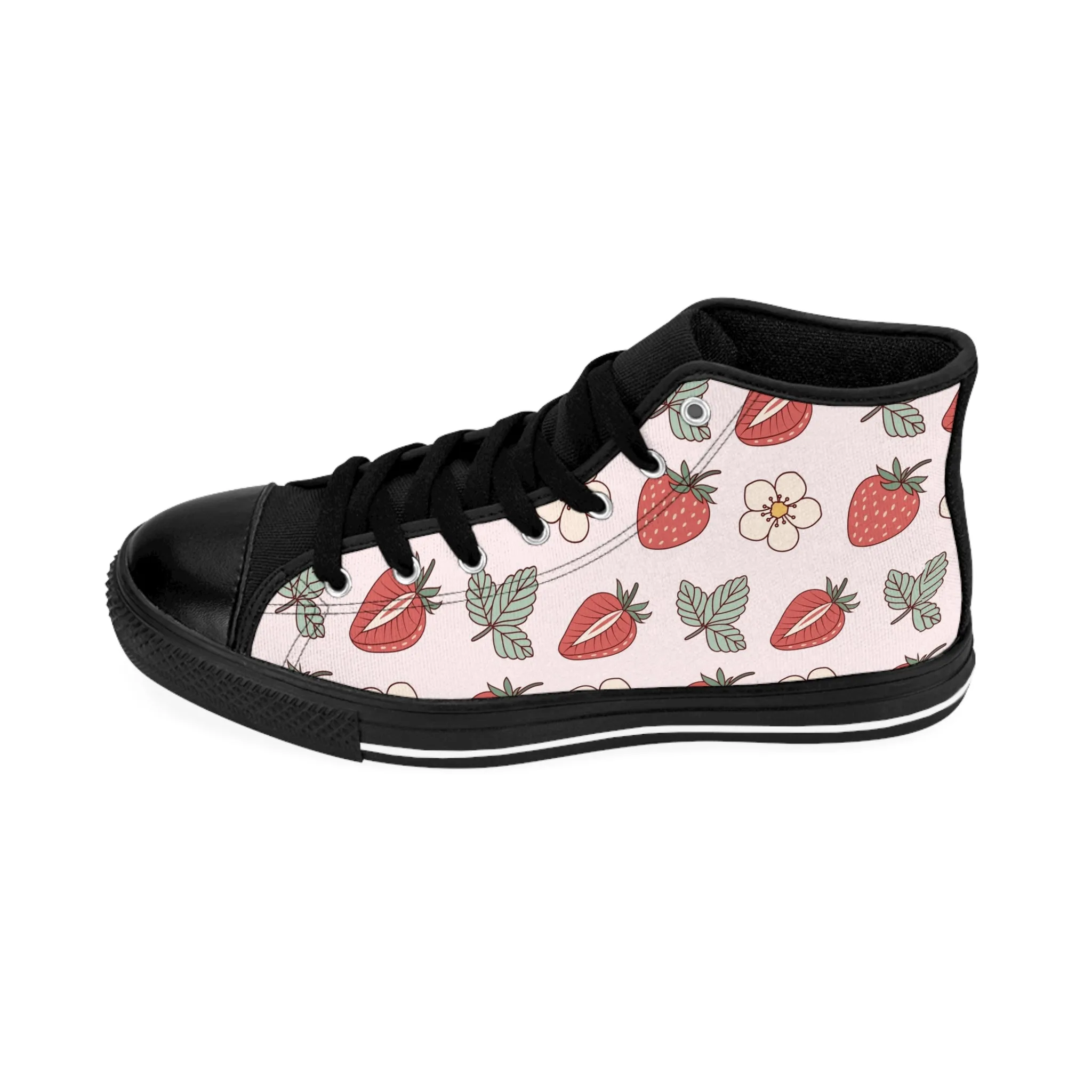 Strawberry and Flower Women's Classic Sneakers