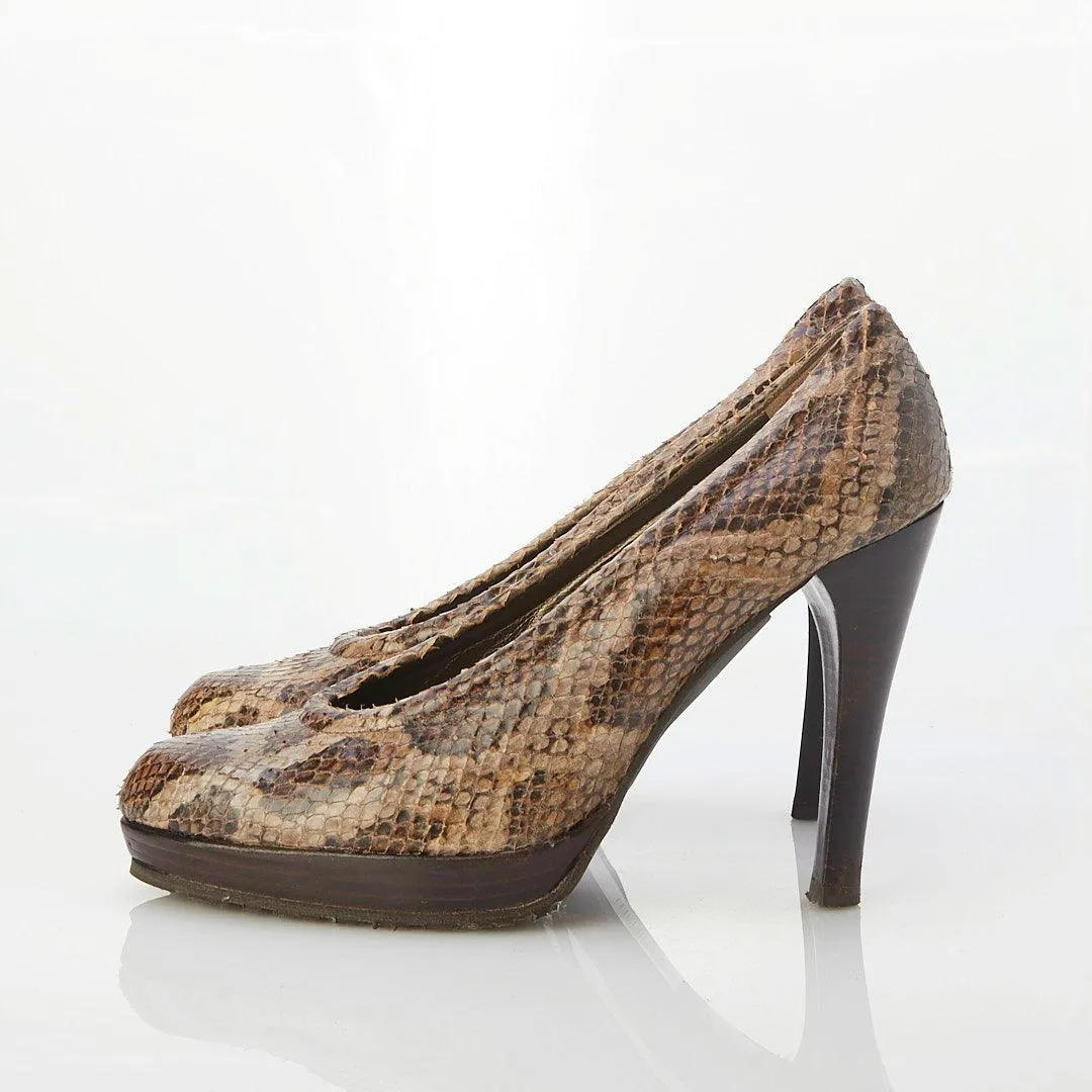 Stuart Weitzman Leather Snake Skin Platform Court Shoes UK Size 5.5.