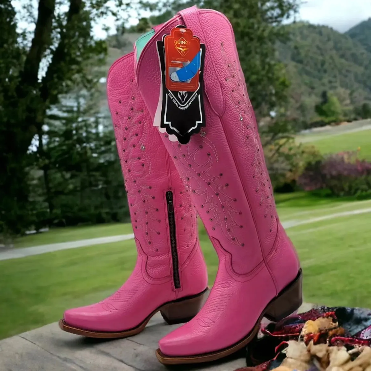 Tall Pink Cowgirl Boots