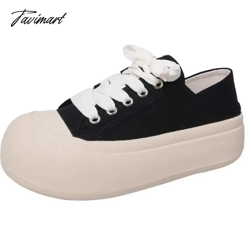 TAVIMART  -  Thick Sole Simple High Sense Increase Ladies Shoes 2024 New Spring and Autumn Light Retro Sneakers Women's Vulcanize Shoes