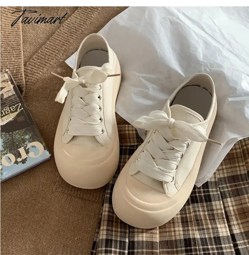 TAVIMART  -  Thick Sole Simple High Sense Increase Ladies Shoes 2024 New Spring and Autumn Light Retro Sneakers Women's Vulcanize Shoes