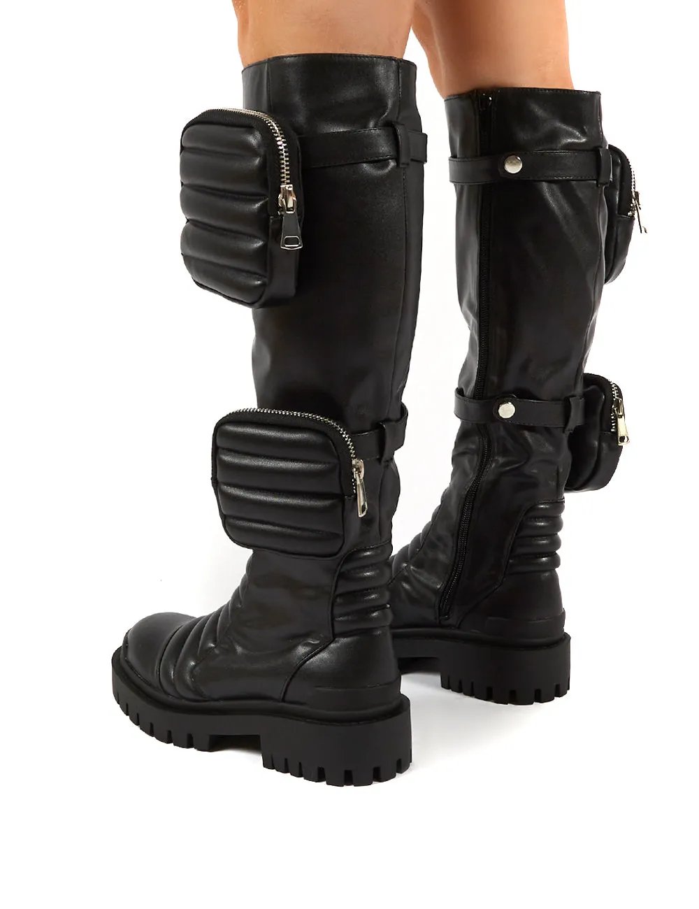 Tayla Black Knee High Pouch Boots