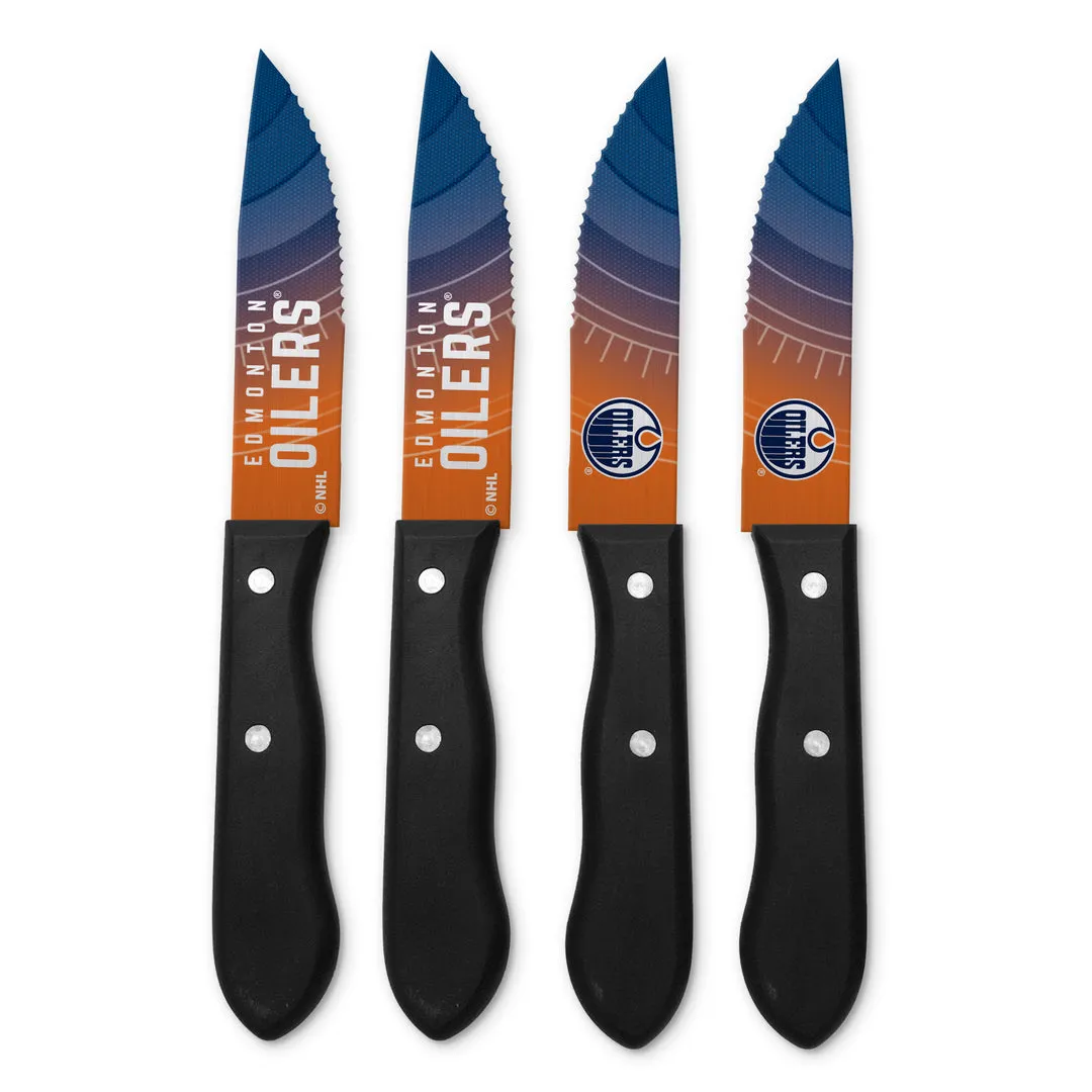 The Sports Vault NHL Edmonton Oilers 4-Piece Steak Knife Set