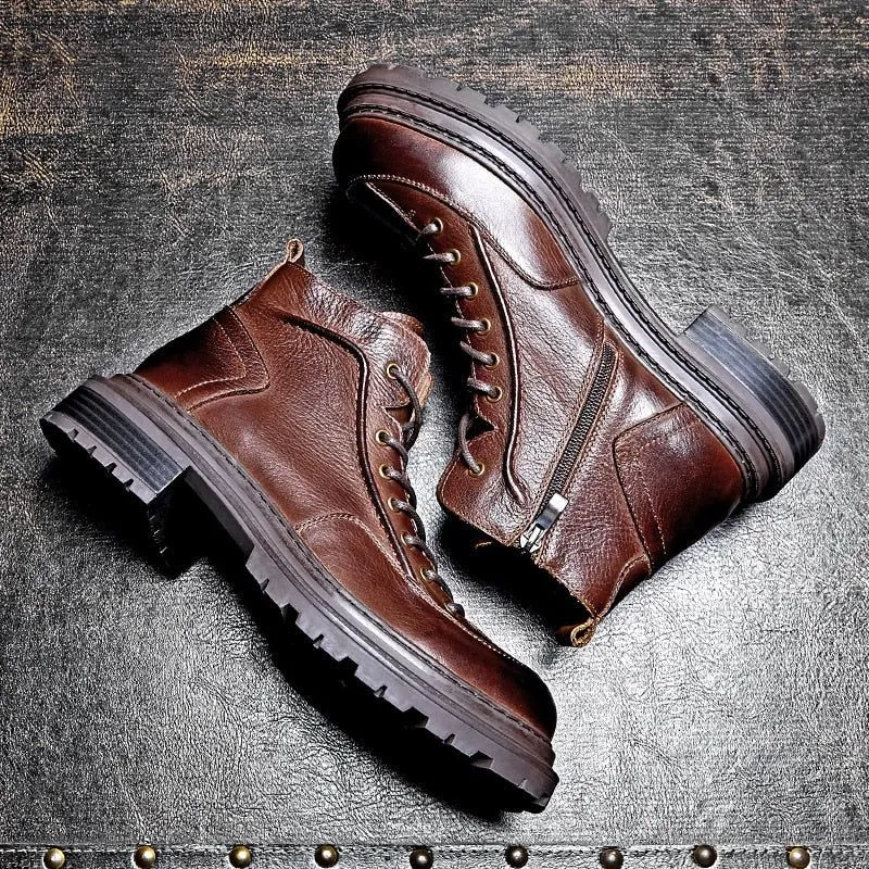 Thick-Soled Classic Leather Boot - Men's Casual Shoes QD1251