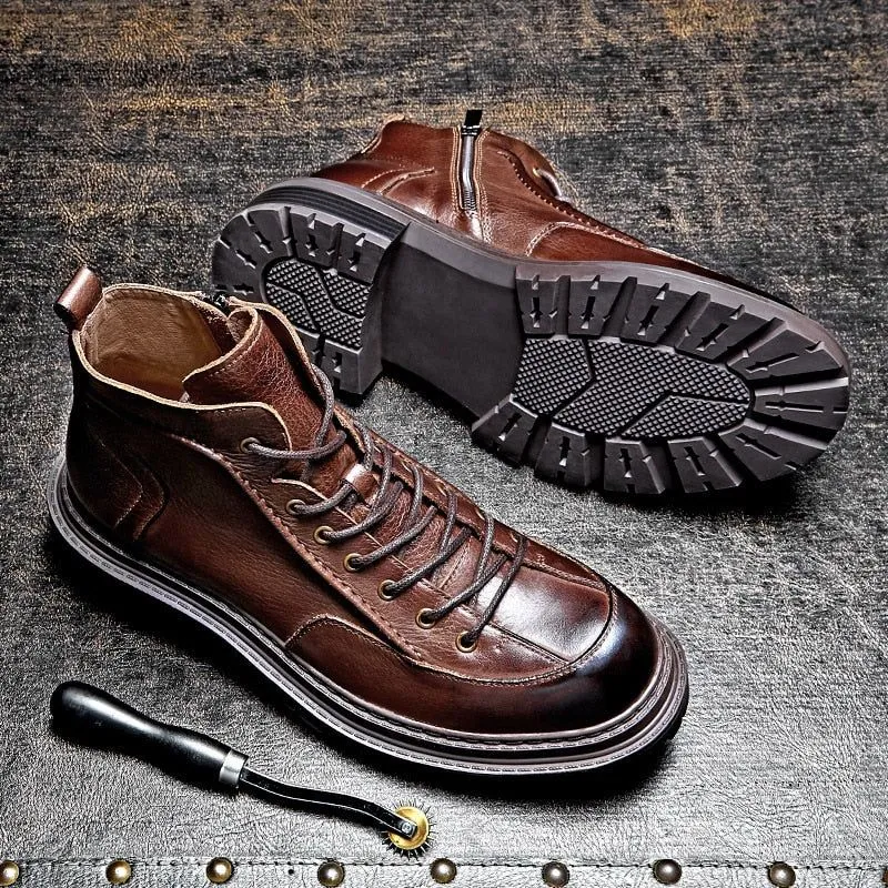 Thick-Soled Classic Leather Boot - Men's Casual Shoes QD1251