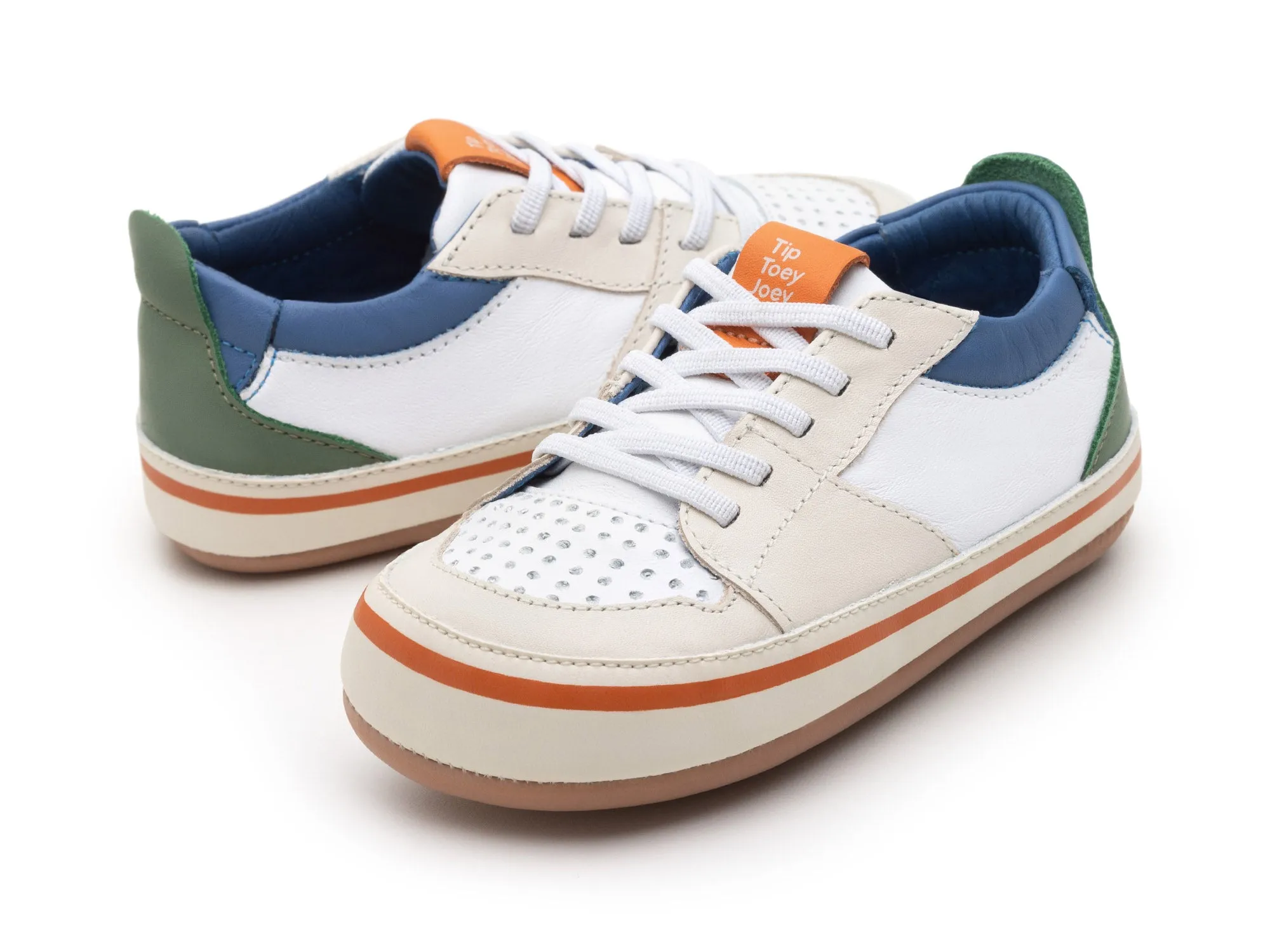 Tip Toey Joey Boy's and Girl's Ollie Sneakers - Tapioca / Blue Tang / Salsa