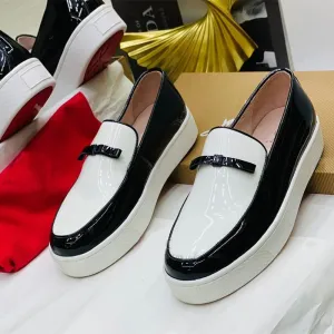 Vulcanized Black White Loafers Shoes