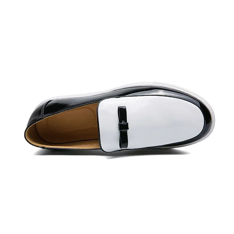 Vulcanized Black White Loafers Shoes