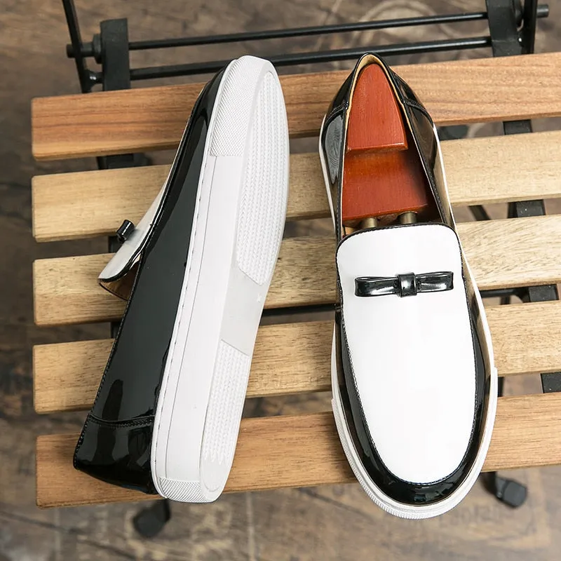 Vulcanized Black White Loafers Shoes