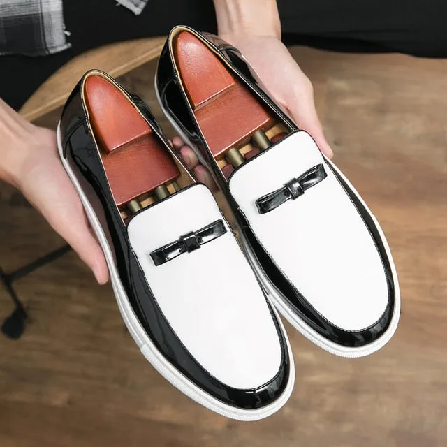 Vulcanized Black White Loafers Shoes