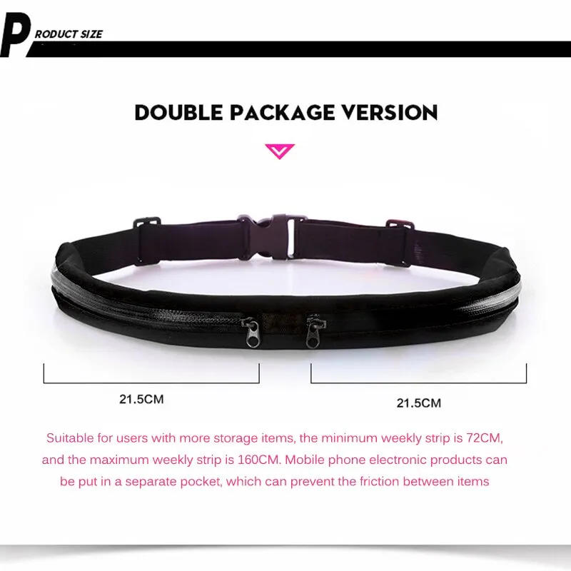 Waist Pack Double Pocket Waterproof Phone Belt