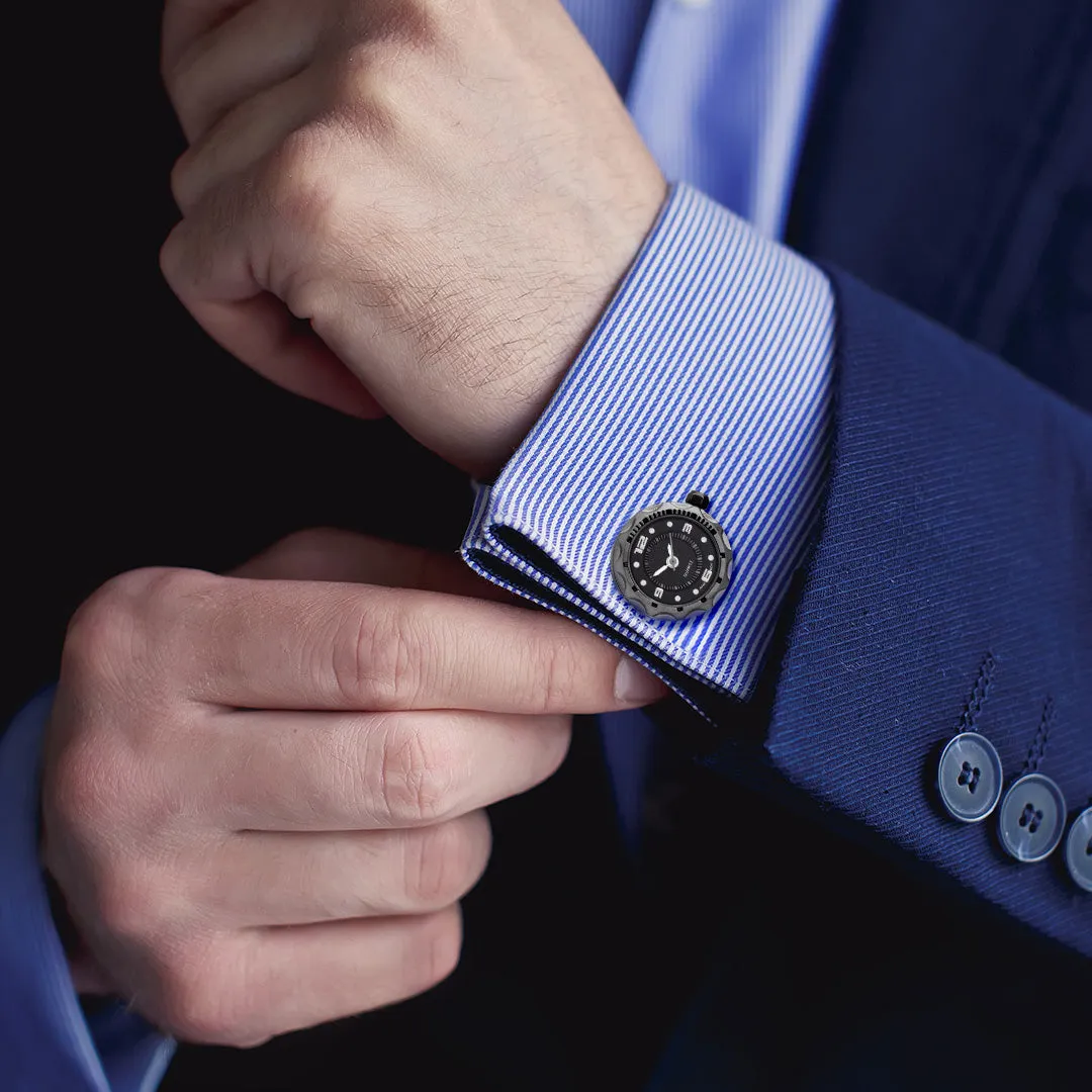 Watch Stainless Steel & Sterling Cufflinks