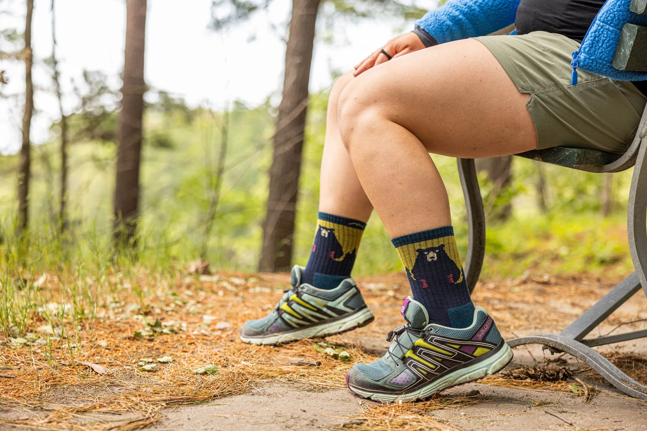 Women's Bear Town Micro Crew Lightweight Hiking Sock - Dark Teal