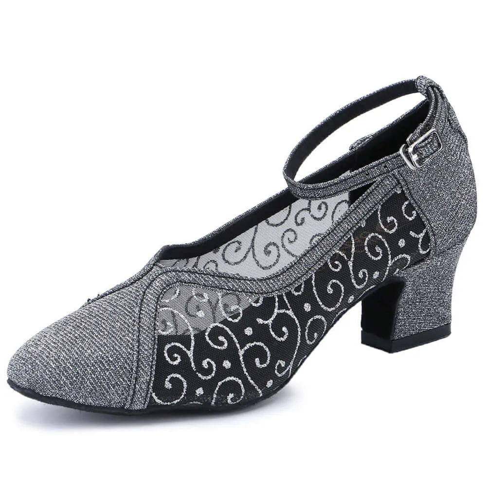 Women's Pumps Ballroom Dance Shoes Suede Sole Closed-toe Party Wedding Footwear Gray