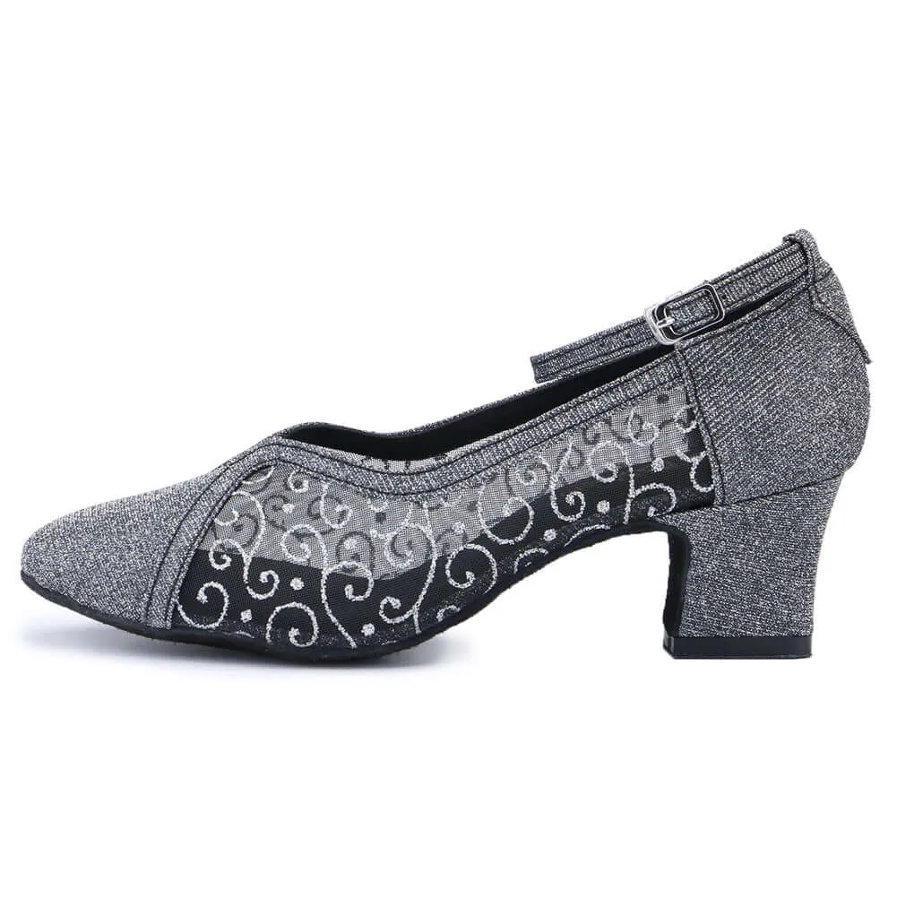 Women's Pumps Ballroom Dance Shoes Suede Sole Closed-toe Party Wedding Footwear Gray